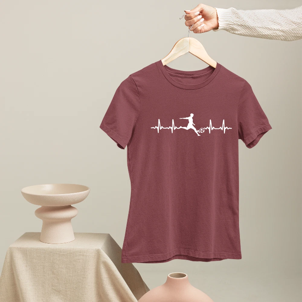 Football Heart Beat T-shirt Soccer Sports Goals Fan Football Lovers Gifts