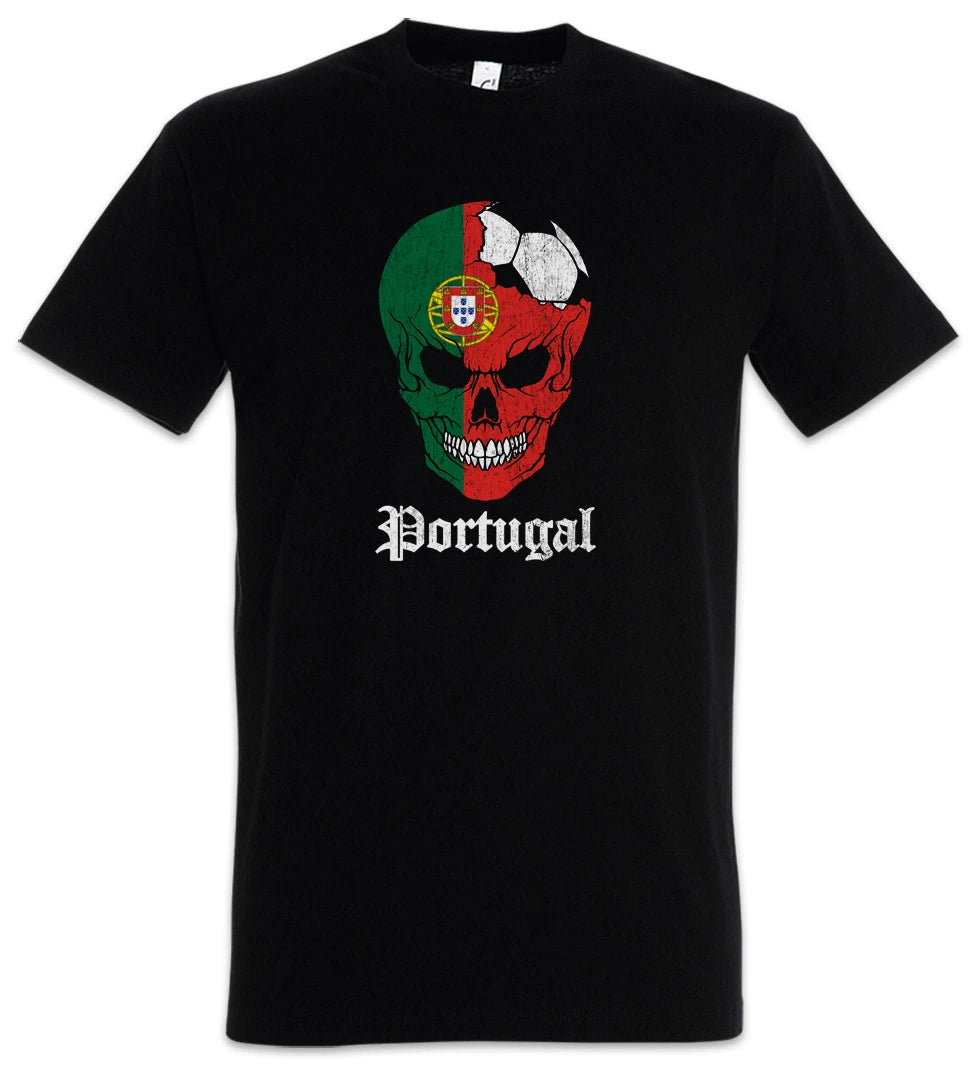 Portugal Football Skull I T-Shirt portoguese Soccer Flag World Championship