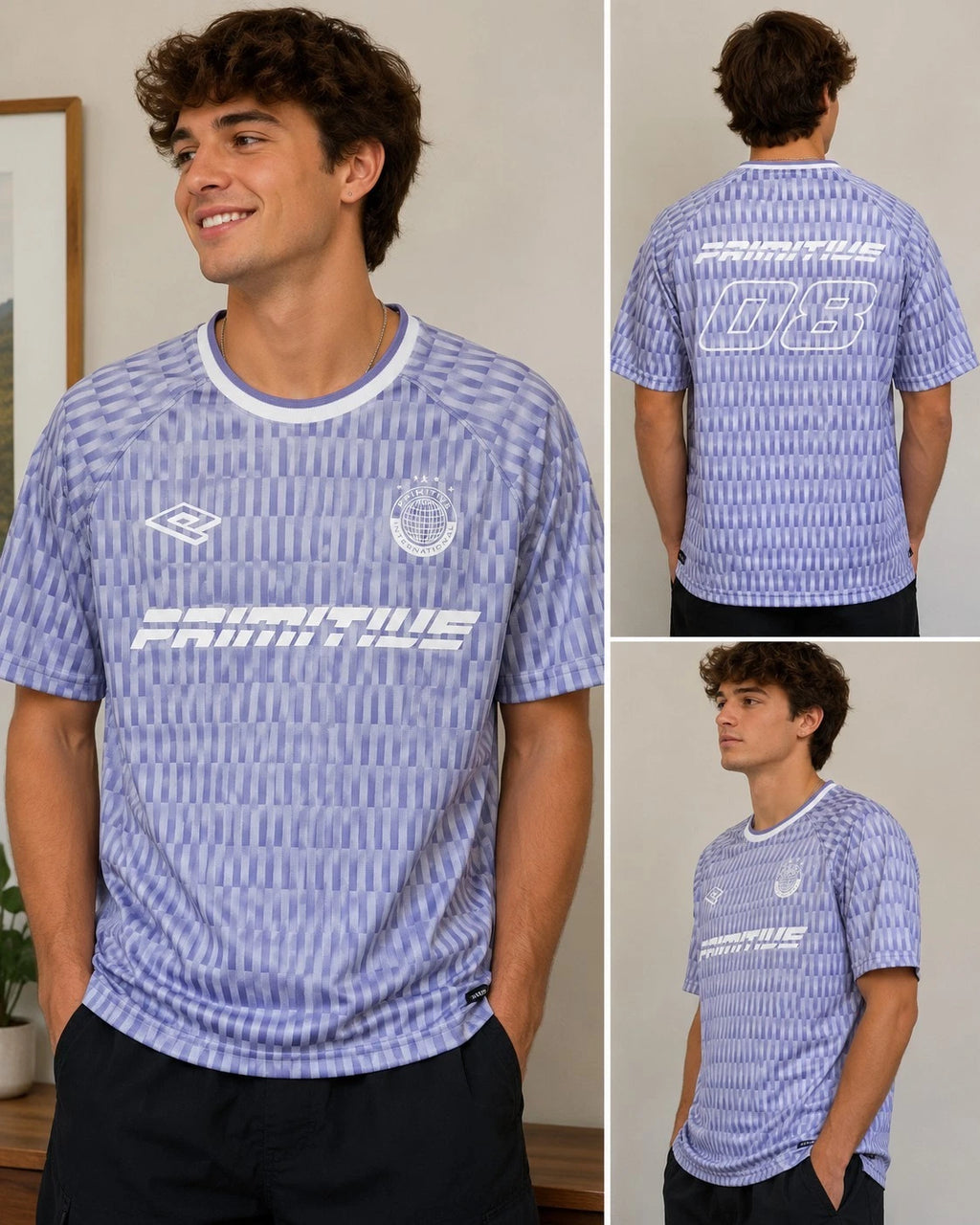 Primitive Soccer Jersey Men’s Large Purple White Graphic Skateboarding...