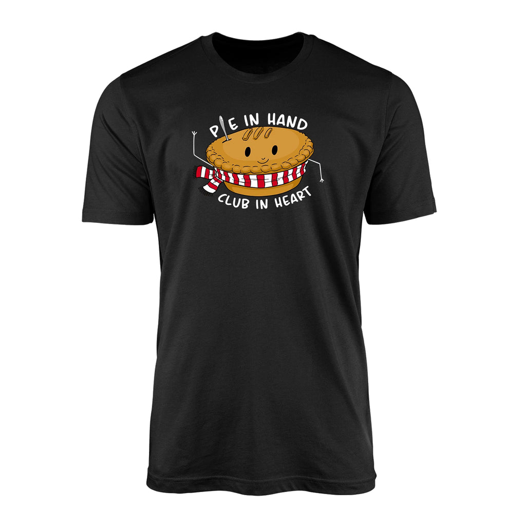 "Pie in Hand, Club in Heart" Football Fan T-Shirt - Funny Match Day Terrace Tee