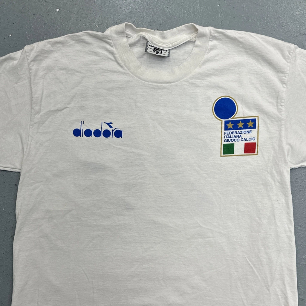 Vintage Italy Football T Shirt Men Extra Large White Short Sleeve Soccer Signori
