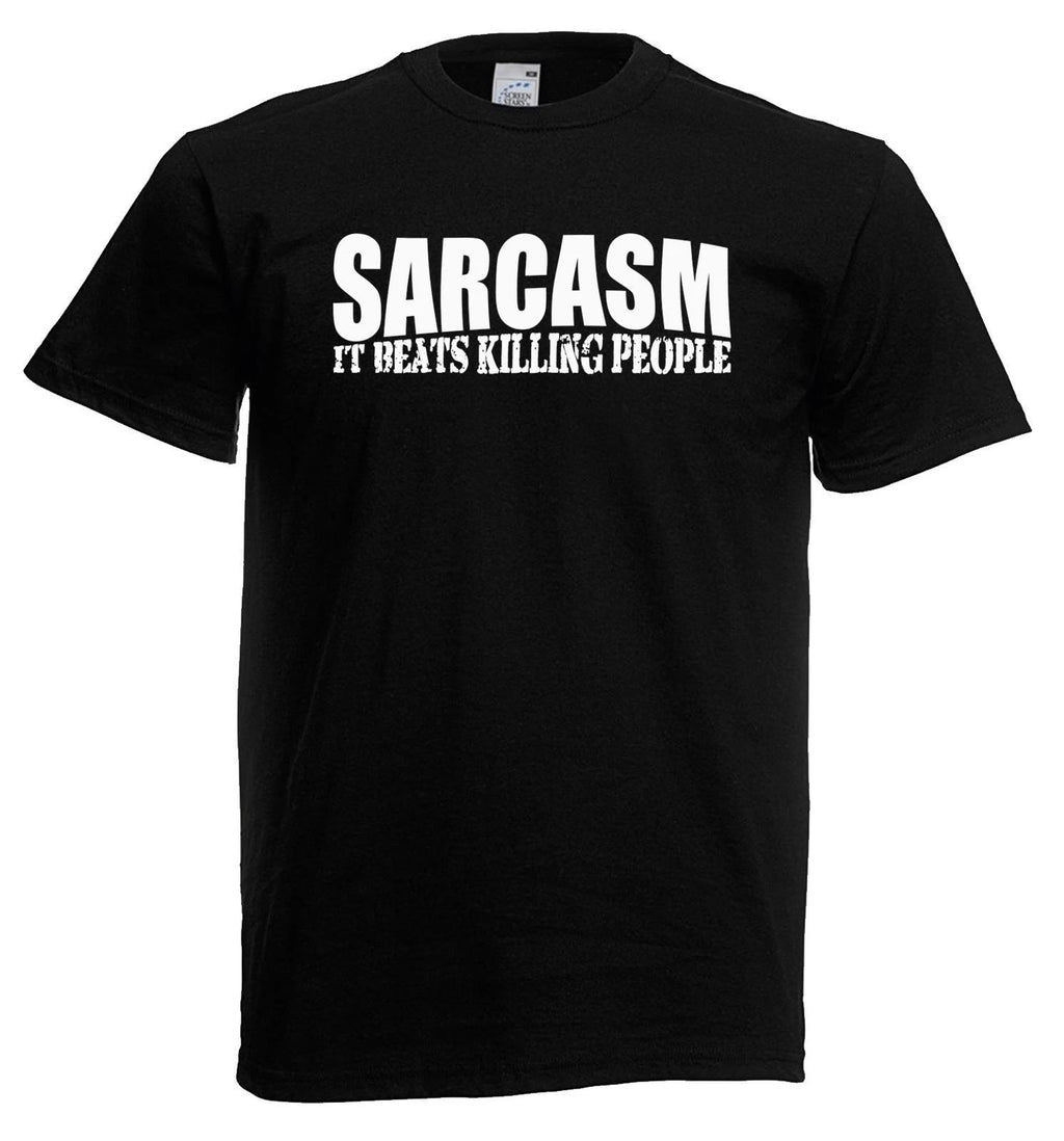 Mens Sarcasm Beats Killing People Sarcastic Funny Joke Black Unisex T-Shirt
