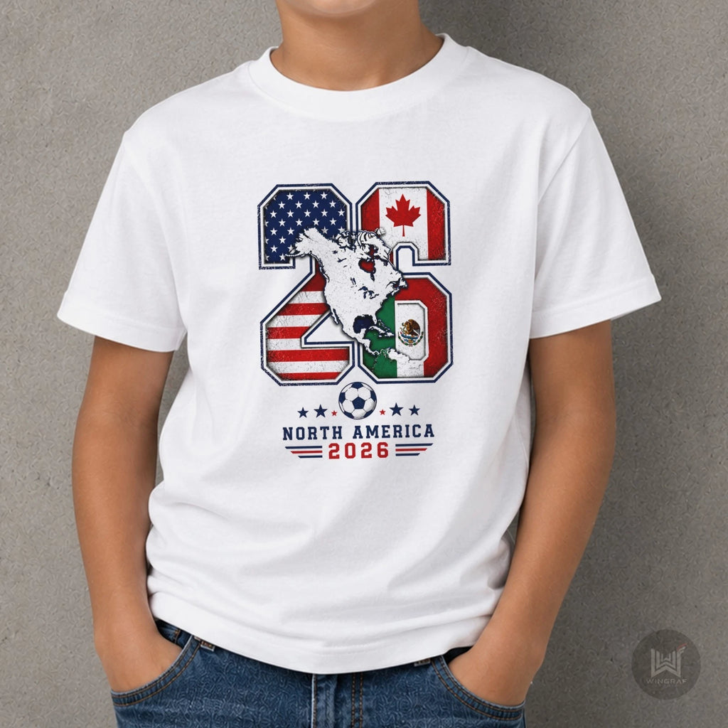 Football t shirt 2026 tee gift soccer fan tour USA flag North America top art