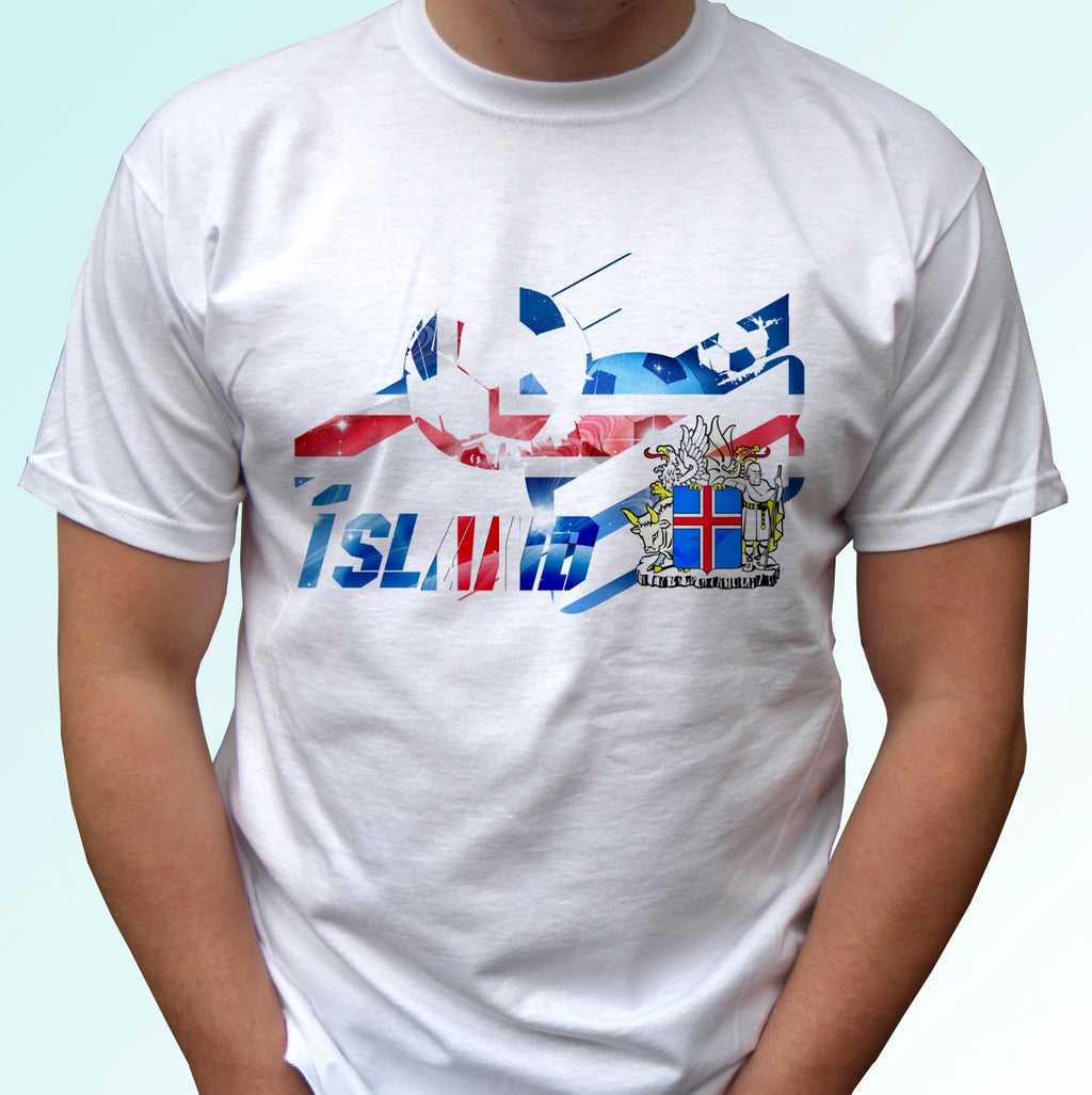 Iceland football flag white t shirt Island bolur soccer tag gift cup top tee