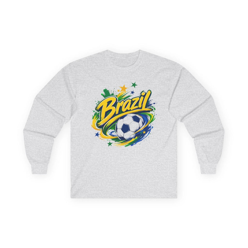 Brazil Soccer Long Sleeve Shirt Brazilian Football Fan Graphic Tee