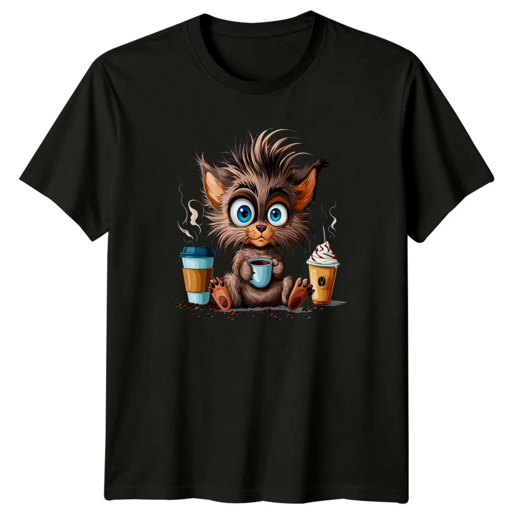Kitten Drinking Coffee T-Shirt Cat Lover Coffee Lover Animal Birthday Gift