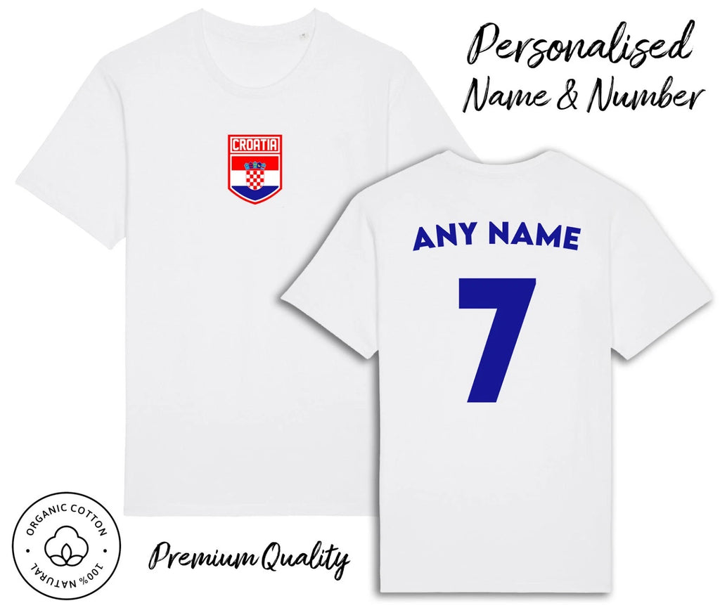 Croatia Flag T-Shirt Personalised Name & No Family Football World Cup 2026 Kit