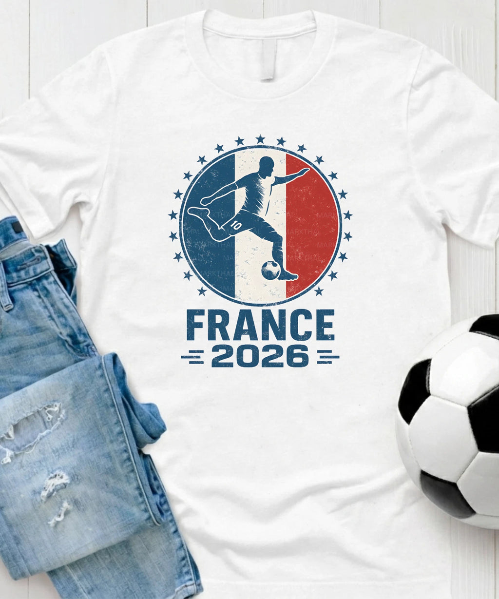 France 2026 World Soccer TShirt Futbol Shirt French Flag Tee Gildan Unisex