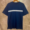 Vintage Y2K Center Stripe T-Shirt Navy Blue Short Sleeve Skater Punk Streetwear