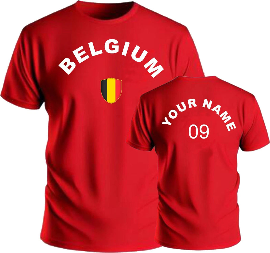 Personalise Belgium Football T-Shirt Soccer Fans billyncat22
