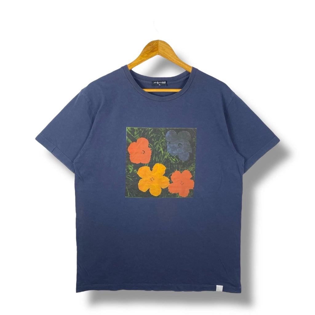 Vintage 00's ANDY WARHOL Flowers Painting Pop Art Faded Tee Shirt Extra Large