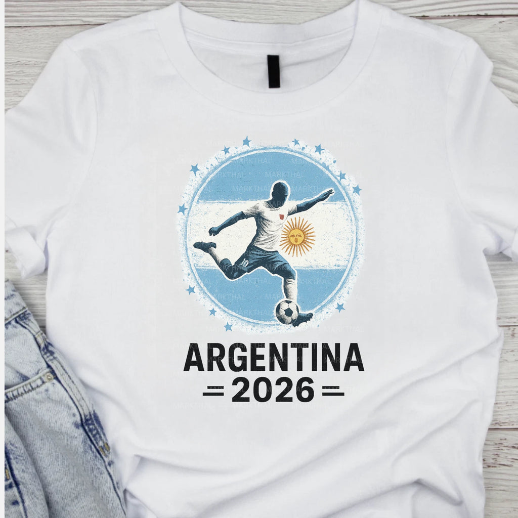 Argentina 2026 World Soccer TShirt Futbol Shirt Flag Tee Gildan Unisex
