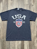 Port & Company USA Soccer T-Shirt Men's M Heather Blue Fan Favorite 1885 Graphic