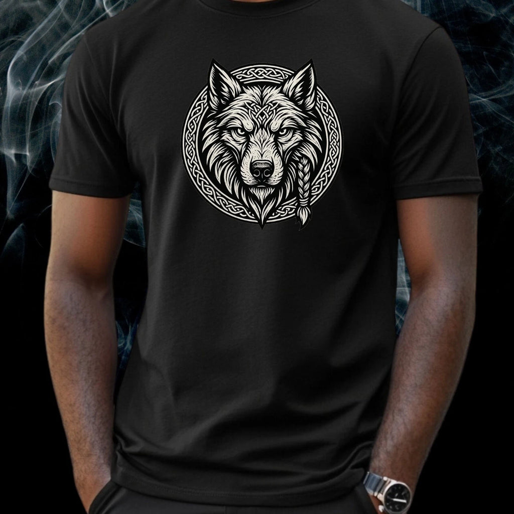 Mens Viking Wolf Motif Cotton T-Shirt Size S to 5XL