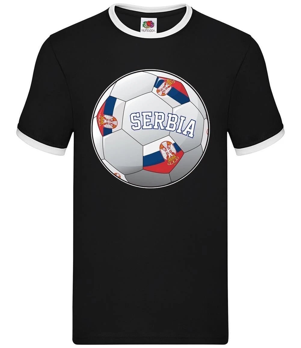 Country Football Serbia - Mens Ringer - Serbian Team Fan Soccer Footie