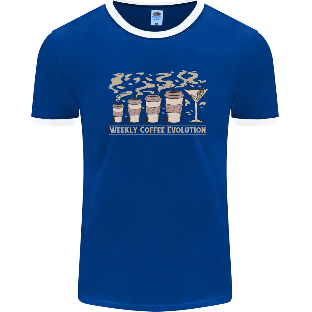 Weekly Coffee To Alcohol Evolution Wine Mens Ringer T-Shirt