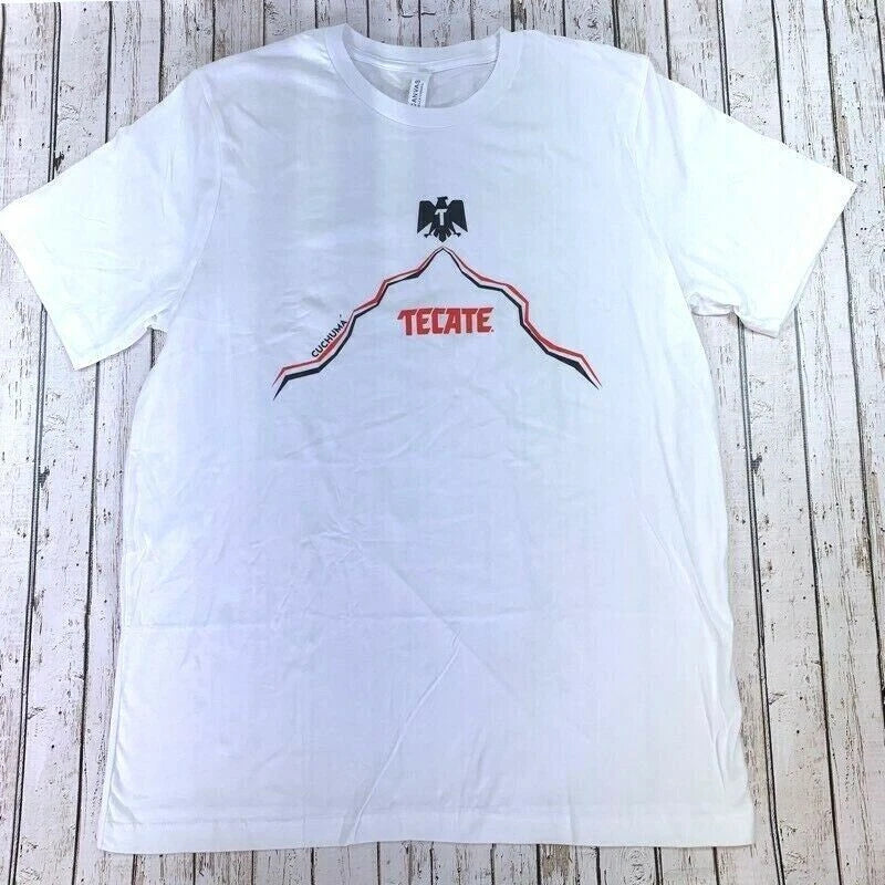Tecate Cerveza Cuchuma Beer Mens Bella + Canvas Graphic T-Shirt White Cotton XL