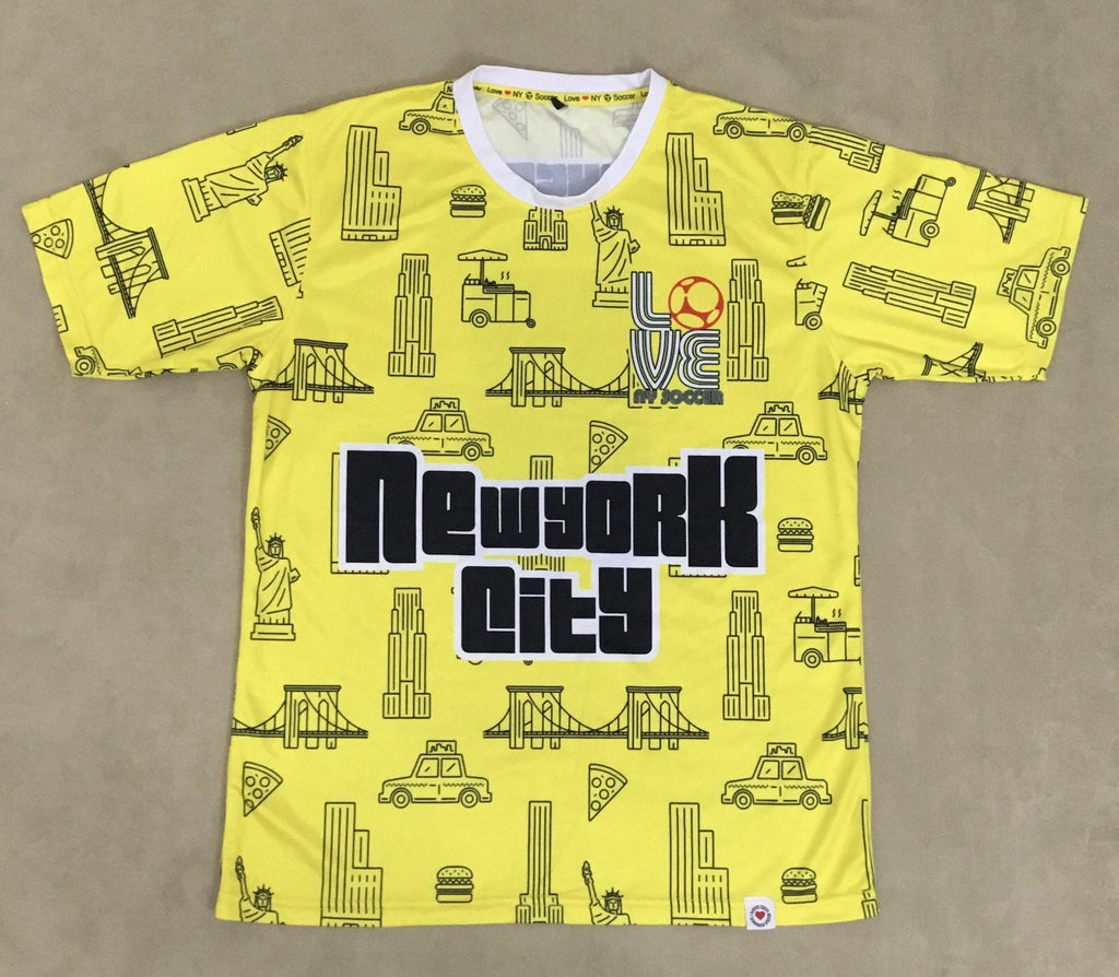 Mens I LOVE NY SOCCER Yellow Jersey Size L - M218