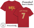Belgium BEL T-Shirt 2026 Personalised Name & No Adult Kids Baby, Football Euro