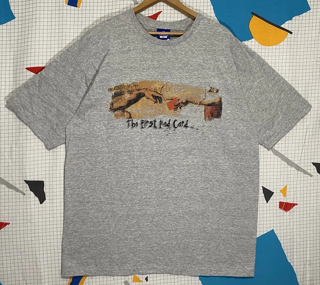 Vintage 90s Umbro Tshirt XL Soccer The First Red Card Since 1924 Art RARE