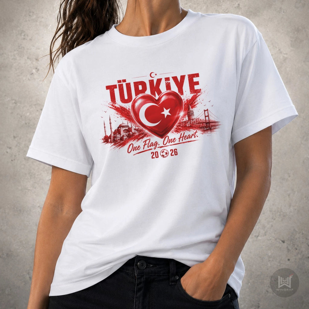 Turkey t shirt football 2026 flag top Turkiye soccer heart tee gift all sizes