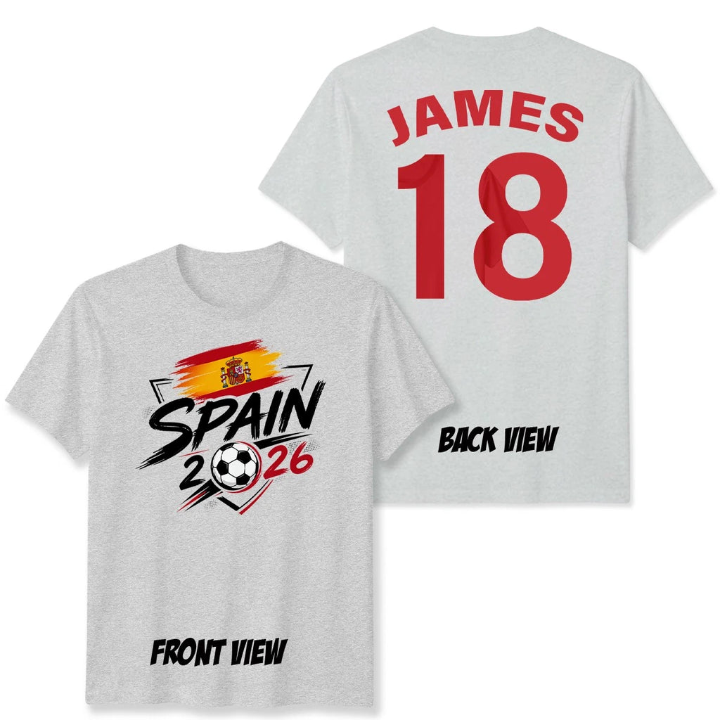 Personalized Spain Unisex T Shirt Custom Name and Number Soccer Fan Mens Womens