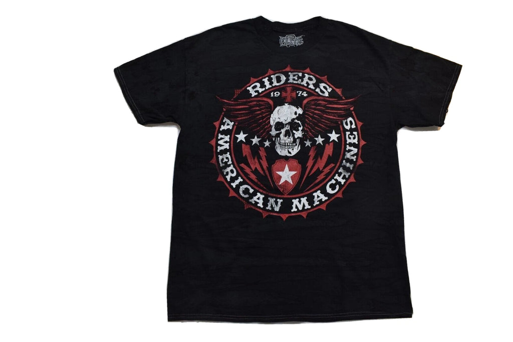 MMA Elite Mens Riders 1974 American Machines Skull Black Shirt NWT L, XL, 2XL