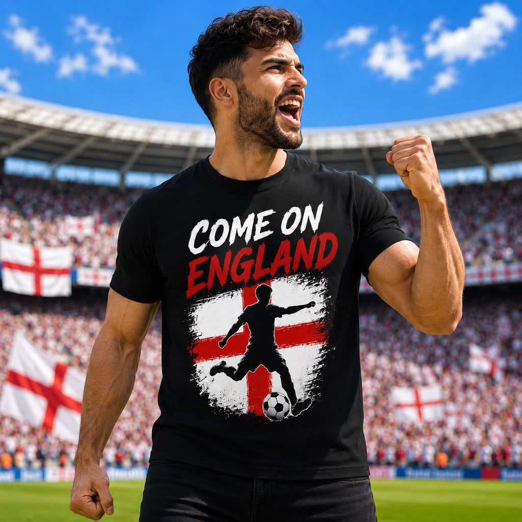 Come On England Football Fan T Shirt Match Day Supporter St George Cross Tee