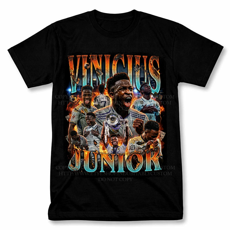 Vinicius Junior Soccer Graphic T Shirt Vintage Style Futbol Fan Tee