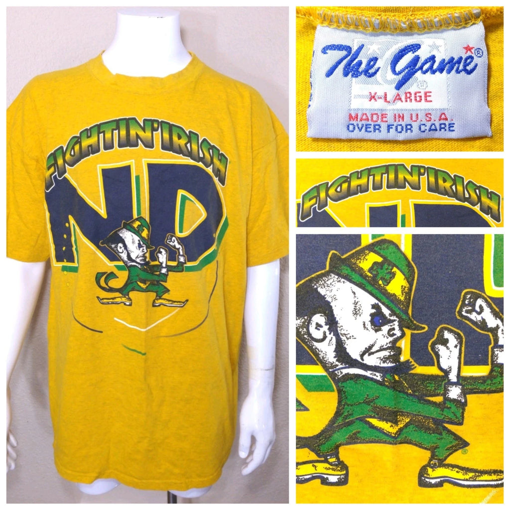 UNIVERSITY OF NOTRE DAME Vintage T Shirt XL FIGHTIN IRISH Vtg 90s Graphic Tee SS