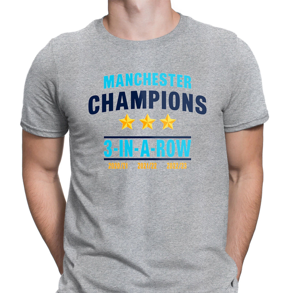 Champions 3 In A Row Unisex T Shirt Football Soccer Fan Trophy Tee #DNE