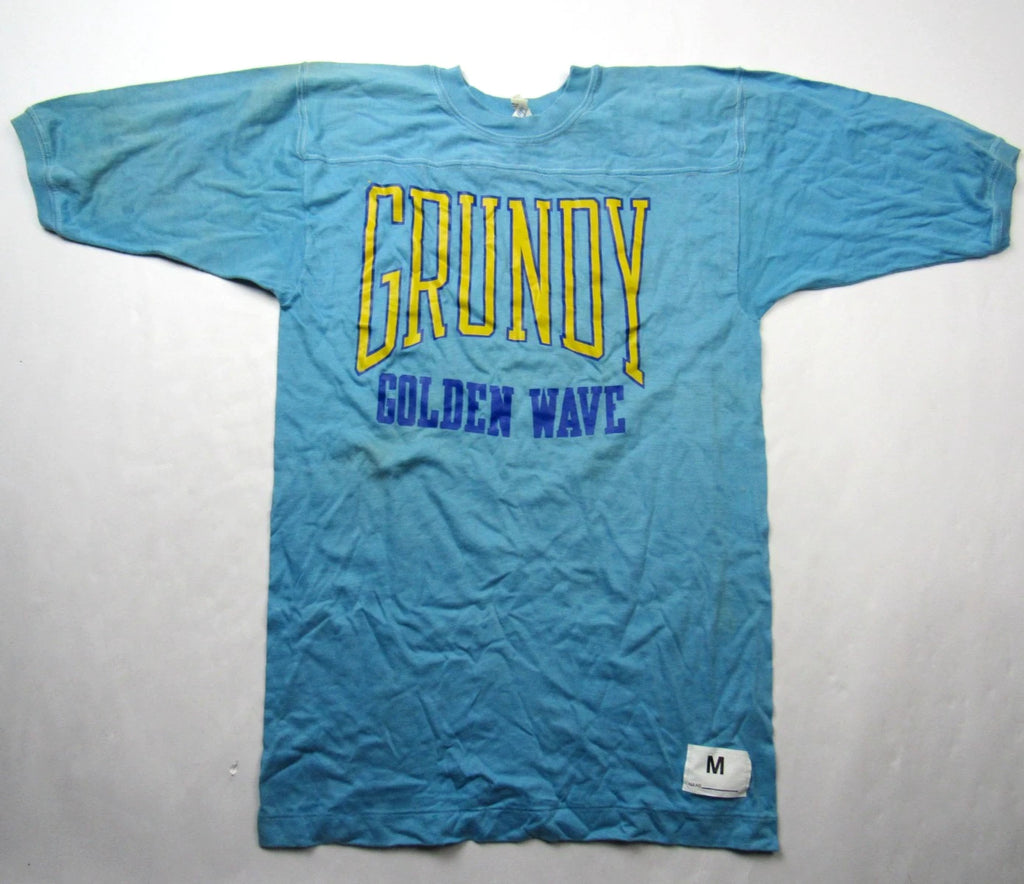 Vtg 80s Grundy Golden Wave Virginia HS Jersey Style T-Shirt Sz M 50/50 USA Made