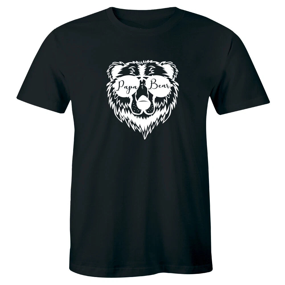 Papa Bear with Sunglasses Black T-Shirt for Men Cool Gift for Dad Fathers