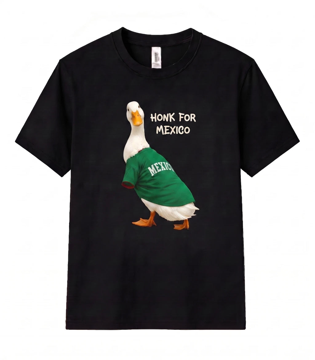 Viral Duck Wearing Mexico Unisex T Shirt Funny Football Fan Goose Meme Soccer