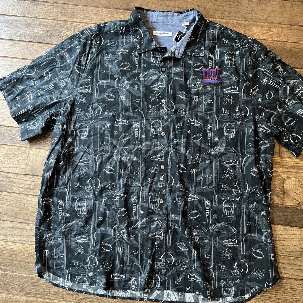 NWT New York Giants Tommy Bahama Shirt Football Theme  Cotton Retail $138