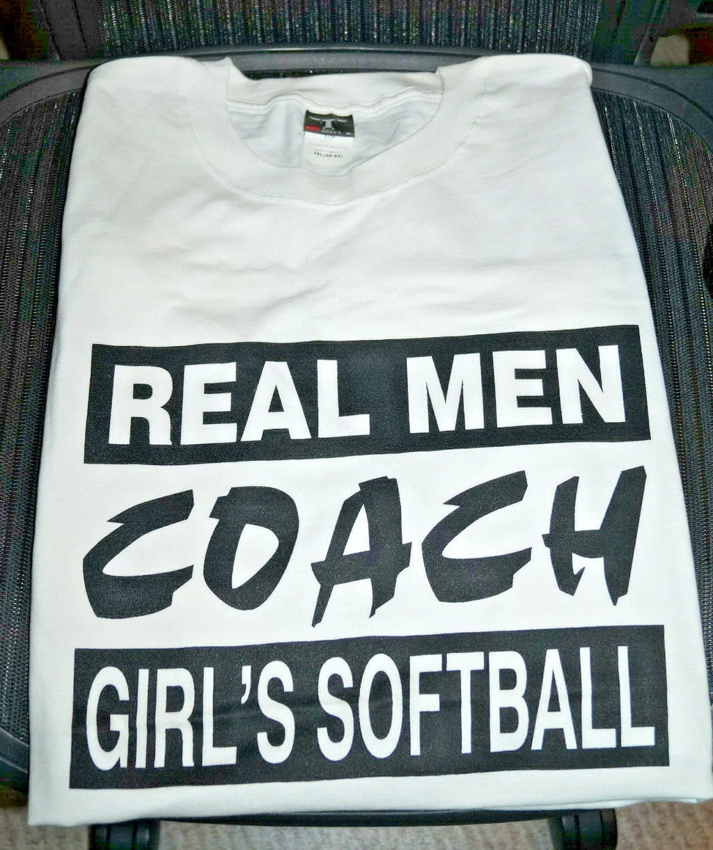 REAL MEN COACH GIRL'S SOCCER NOVELTY T TEE T-SHIRT DAD SZ 2XL NEW