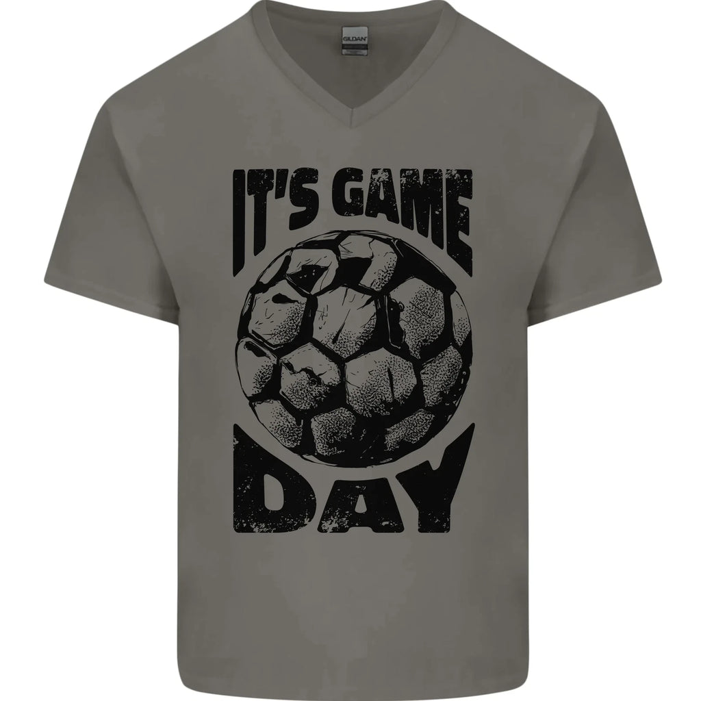 Football Its Game Day Soccer Mens V-Neck Cotton T-Shirt