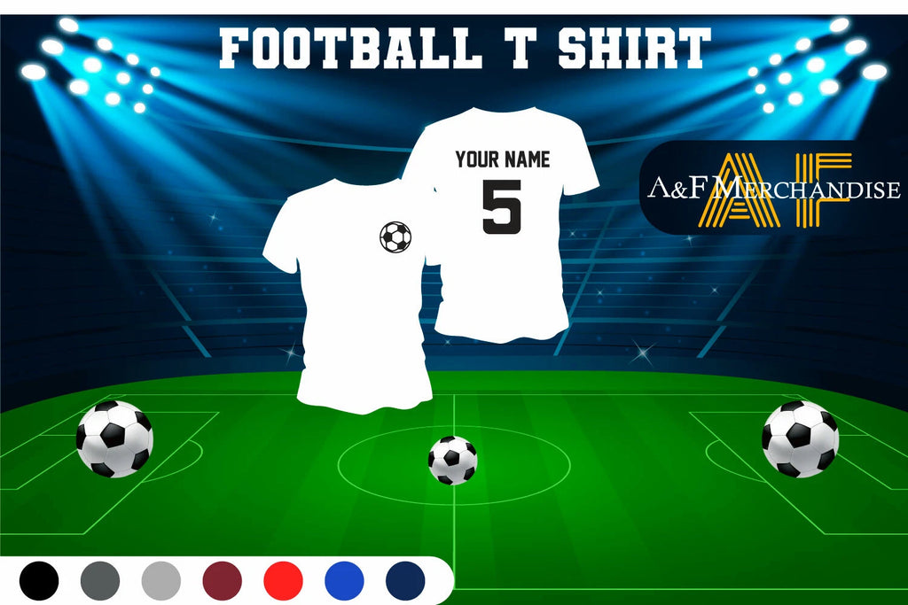 Custom printed Personalised Football T-shirt Name Number player Celebration Fan