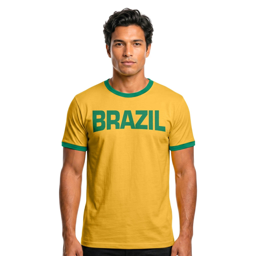 Brazil Football T-Shirt | Brazil Supporters Ringer Brazilian Soccer Fan Jersey
