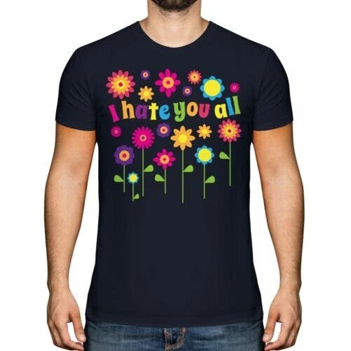 I Hass Du Alle Hippie Blumen Herren T-Shirt Geschenk Lustig Bunt