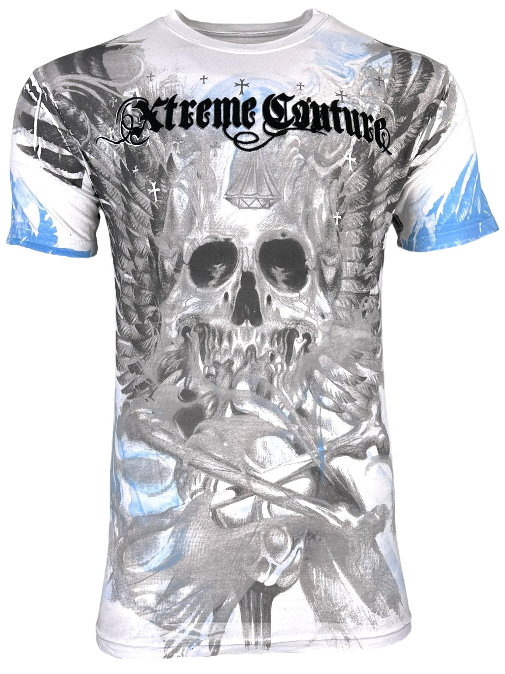 Xtreme Couture by Affliction Men's T-Shirt The Edge White Biker Skull