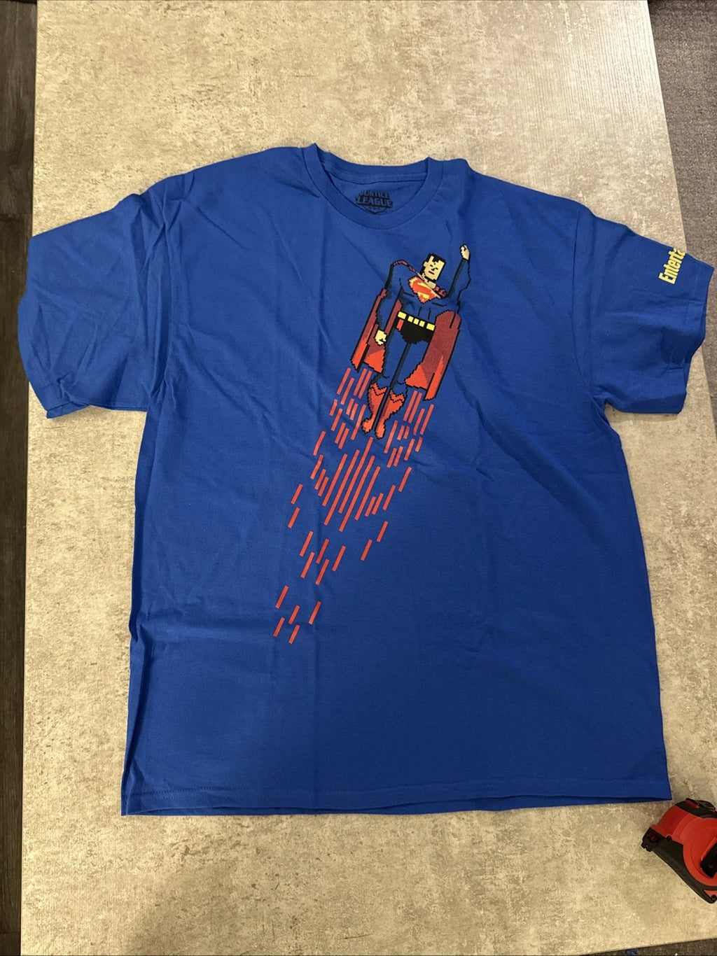 Justice League Superman Pixel Art T Shirt Mens XL Entertainment Weekly Blue Tee