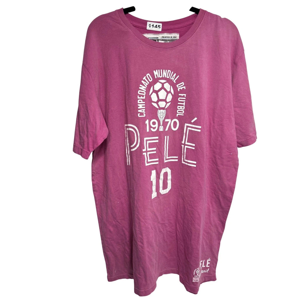 RO Pele 10 Campeonato Mundial De Futbol 1970 Mexico Soccer T-Shirt Pink XXL