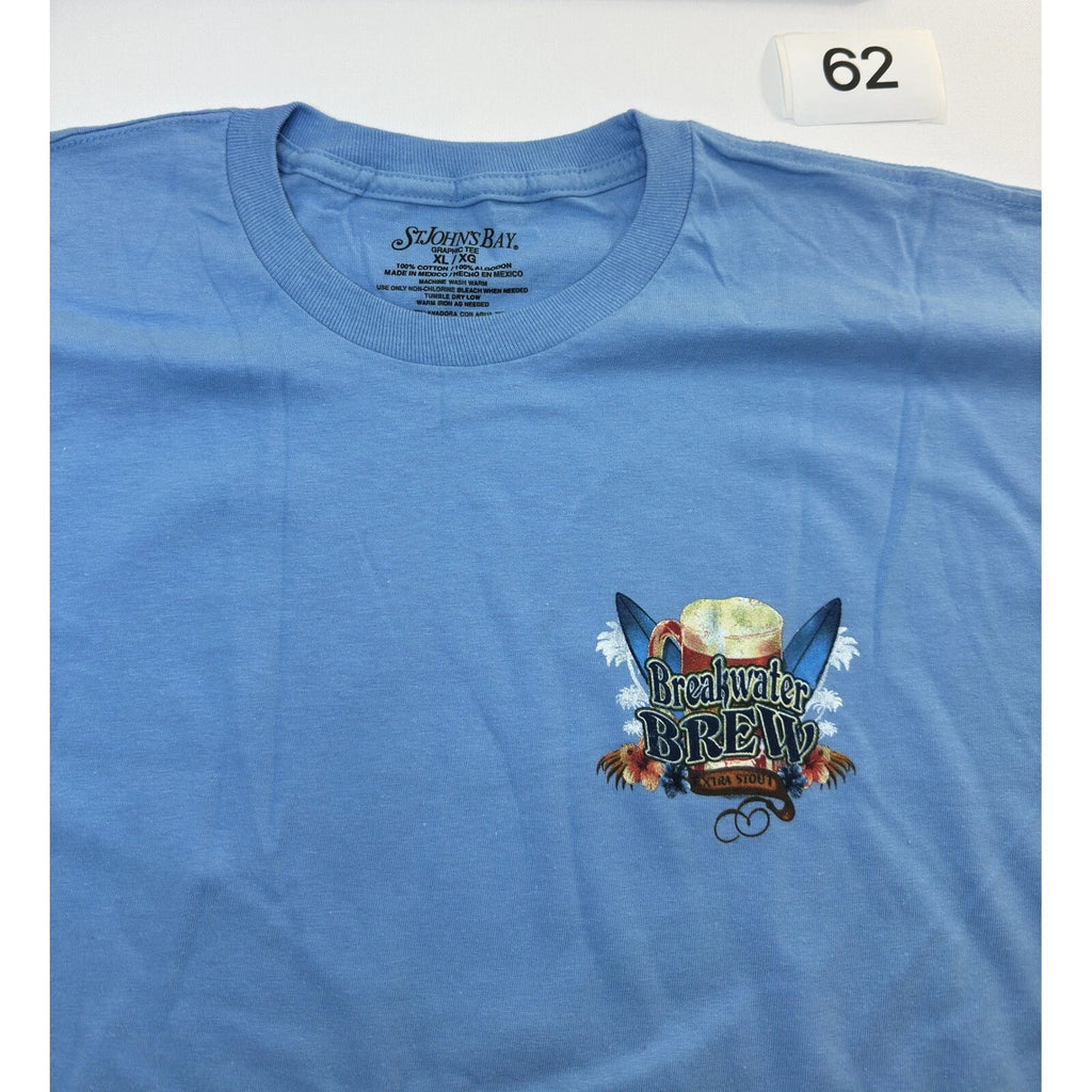 St Johns Bay Breakwater Brew Graphic T-Shirt Surfboard Extra Stout XL