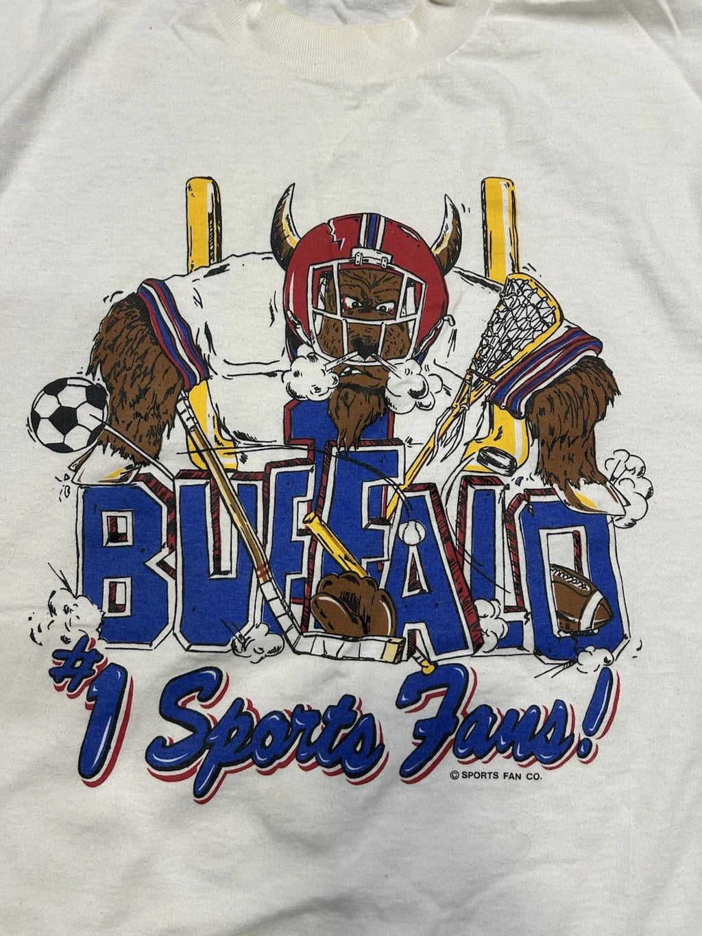 Vintage BUFFALO #1 Sports Fan Football Hockey Soccer Lacrosse Shirt RARE!