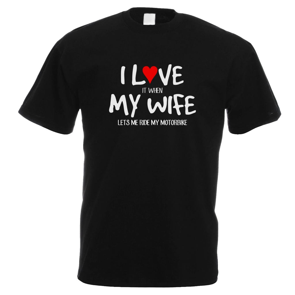I Love my Wife Motorbike Design Mens Black Tshirt