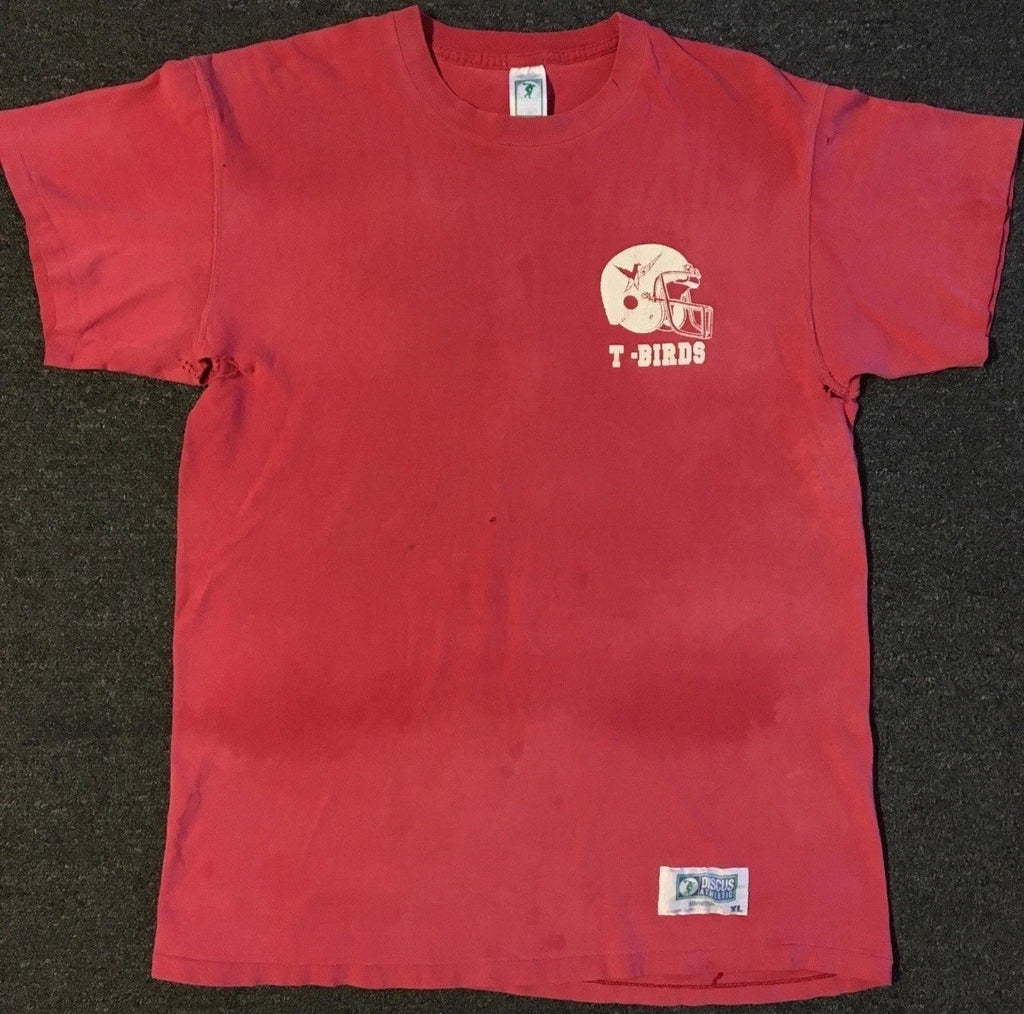 Vtg 90s Thunderbird School Thrashed Faded Shirt XL Football Track PE Grunge 80s