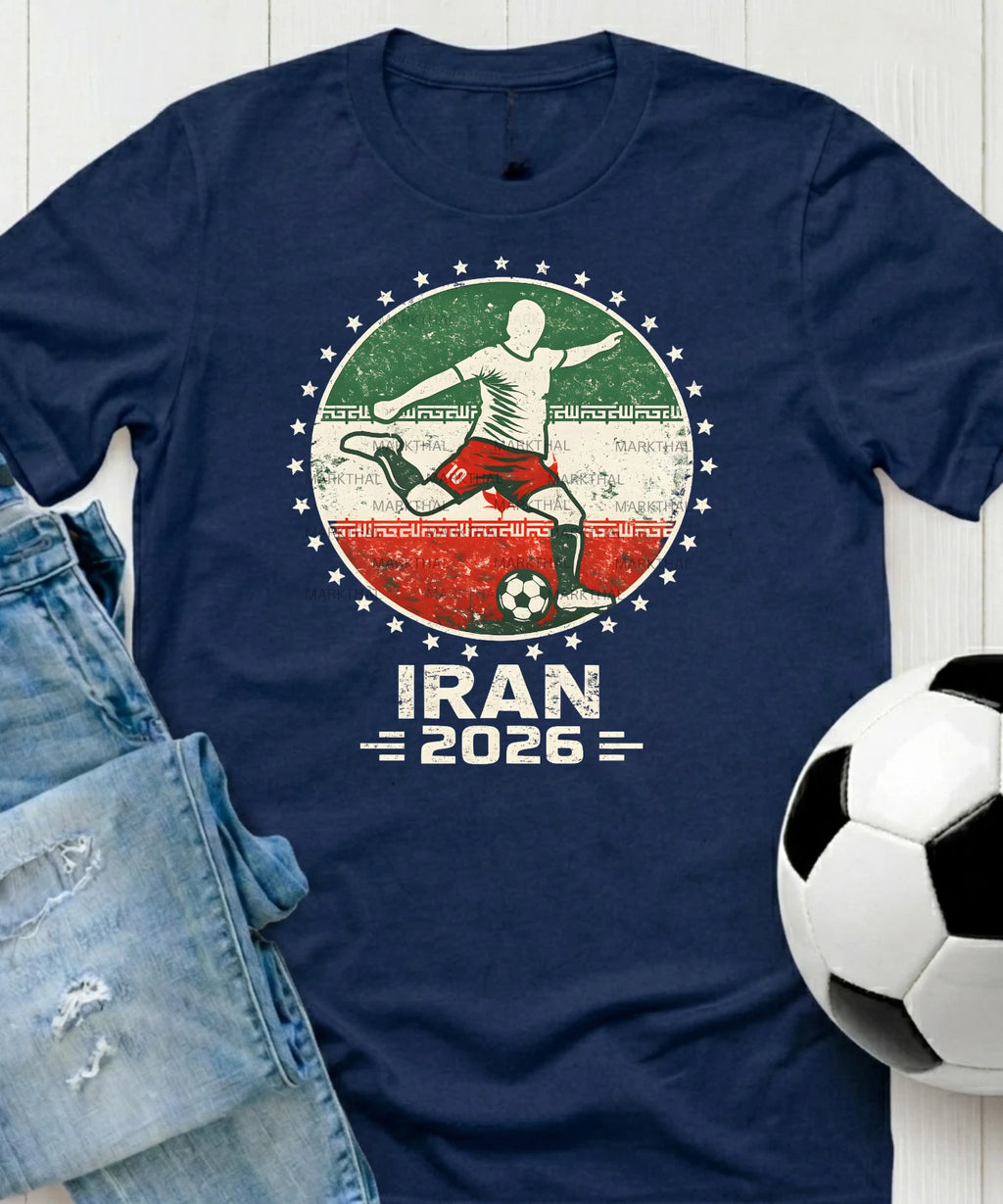 Iran 2026 World Soccer TShirt Futbol Shirt Iranian Flag Tee Gildan Unisex