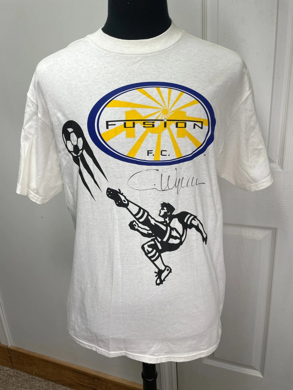 VTG Eric Wynalda Autograph Miami Fusion FC Soccer MLS Signed T-Shirt Mens Large