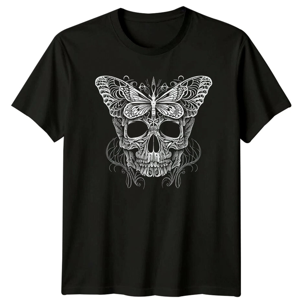 Skull Butterfly Graphic Mens T-Shirt Womens Tee Unisex Top Art